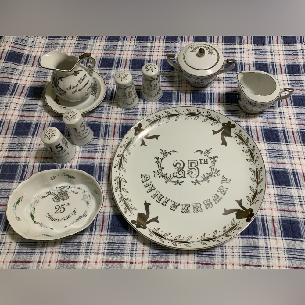 Vintage Lot Lefton 25th Anniversary Party Collection Plate Designs HandPainted